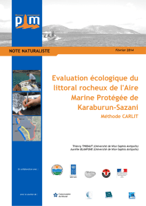 Evaluation écologique du littoral rocheux de l`Aire Marine Protégée