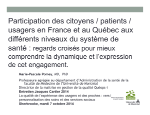 Participation des citoyens / patients / usagers en France et au
