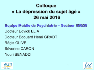Colloque « La dépression du sujet âgé » 26 mai 2016
