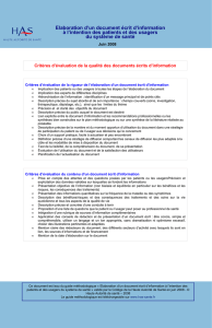Elaboration document d`information des patients