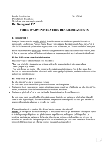 Dr. Guergouri F.Z VOIES D`ADMINISTRATION DES MEDICAMENTS