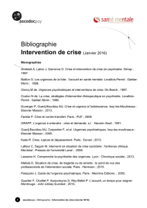 Bibliographie Intervention de crise (Janvier 2016)