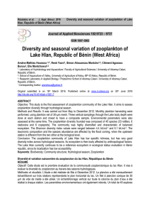 Diversity and seasonal variation of zooplankton of Lake Hlan