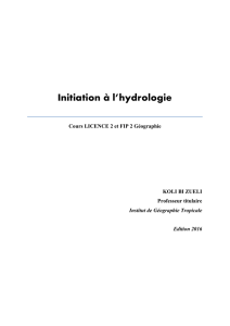 Initiation à l`hydrologie - ufhb
