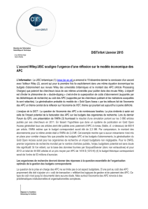 DISTinfo4 /Janvier 2015 L`accord Wiley/JISC souligne l`urgence d