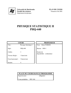 PHYSIQUE STATISTIQUE II PHQ-440