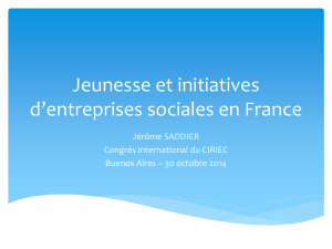 Jeunesse et initiatives d`entreprises sociale en France
