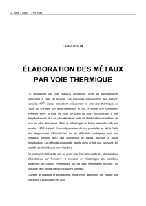 Elaboration des métaux par voie thermique