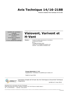 Avis Technique 14/16-2188 Visiovent, Varivent et H-Vent