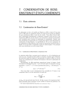 7. CONDENSATION DE BOSE- EINSTEIN ET ÉTATS COHÉRENTS