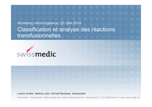 Classification et analyse des réactions transfusionnelles
