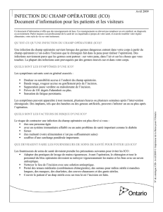 INFECTION DU CHAMP OPÉRATOIRE (ICO) Document d