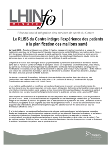 Le RLISS du Centre intègre l`expérience des patients