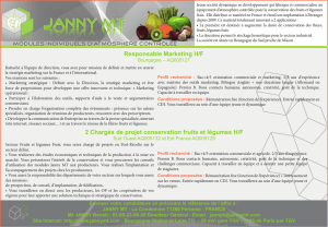 Responsable Marketing H/F 2 Chargés de projet conservation fruits
