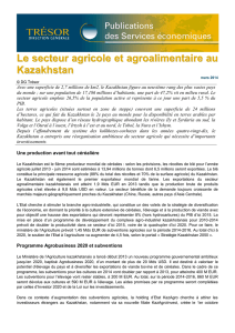Le secteur agricole et agroalimentaire au Kazakhstan