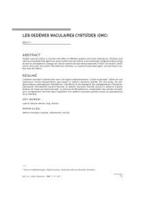 Les oedèmes maculaires cystoïdes (OMC)