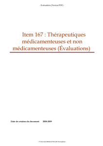 Item 167 : Thérapeutiques médicamenteuses et non