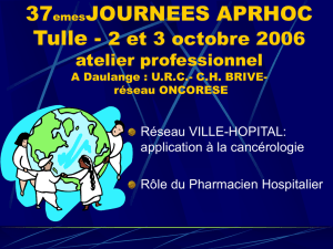 RESEAU VILLE-HOPITAL Rôle de la Pharmacie Hospitalière