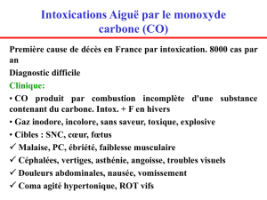 Intoxications Aiguë par le monoxyde carbone (CO)