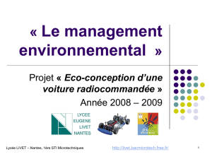Le management environnemental - Ecodesign Voiture RC