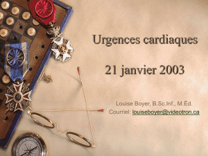 Urgences cardiaques 21 janvier 2003