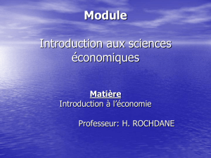 Module Introduction aux sciences économiques
