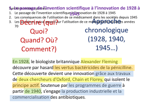 1. Le passage de l`invention scientifique à l`innovation de 1928 à 1945