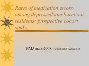 Rates of medication errors among depressed and burnt out