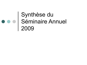 Synthèse du séminaire annuel 2009 Scéance 9
