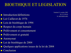 Bioethique Et Législation
