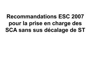 Recommandations ESC pour la prise en charge des SCA