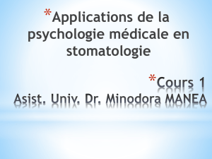 Applications de la psychologie médicale en stomatologie