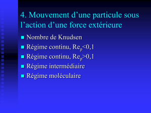 III. Mouvement d`une particule sous l`action d`une force extérieure