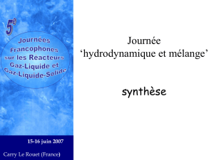 Journée `hydrodynamique et mélange` synthèse