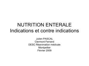 indications et contrindications de la nutrition entérale