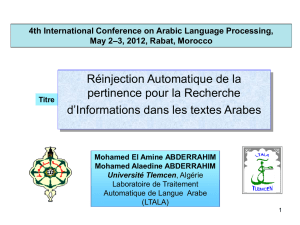 Diapositive 1 - 6th International Conference on Arabic Language
