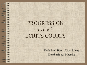 PROGRESSION cycle 3 ECRITS COURTS - Académie de Nancy-Metz