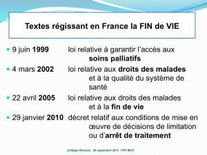 Textes régissant en France la fin de vie – Philippe Romano - Fhp-MCO