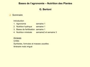 Bases de l`agronomie – Nutrition des Plantes