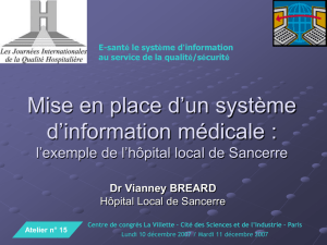 Informatisation du dossier patient à l`hôpital local de Sancerre