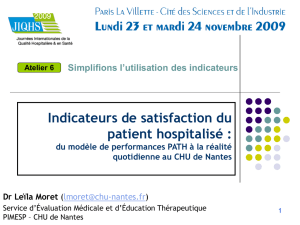 Le projet PATH Performance Assessment Tool for quality