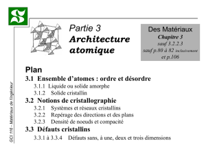 GCI 116 - Matériaux de l`ingénieur 3. Architecture atomique