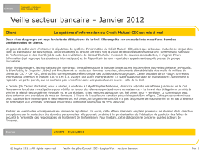 Veille secteur bancaire * Janvier 2012