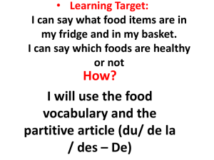 Learning Target: I can say what food items are in my fridge