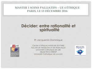 Master 1 soins palliatifs * UE 4 éthique Paris, le 25 septembre 2014