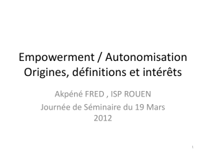 Empowerment / Autonomisation Origines, définitions et