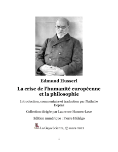 La crise de l`humanité européenne et la philosophie
