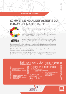 SOMMET MONDIAL DES ACTEURS DU CLIMAT - CLIMATE