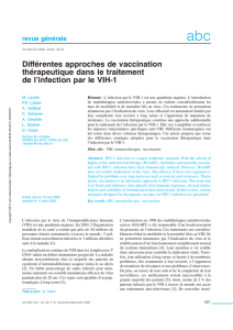 revue générale Différentes approches de vaccination thérapeutique