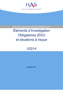 Éléments d`Investigation Obligatoires (EIO) et situations à risque